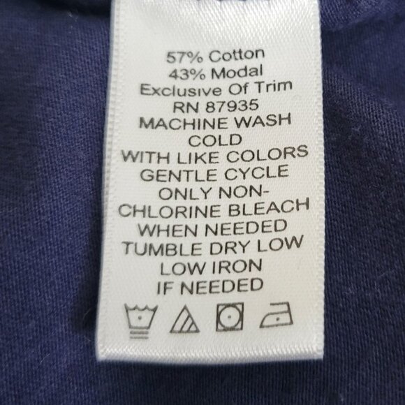 LOGO Lori Goldstein M LS Pockets Blue Chiffon Trim Long Jersey Tunic Blouse - Picture 4 of 8